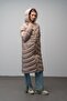 Hooded Pattern Detailed Long Puffer Jacket Stone 6669 - 6