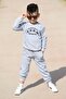 Sport Kids Kangaroo Pocket 2-Thread Transitional Tracksuit Mnk0506 Gray - 5