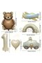 Retro Teddy Bear Airplane Police Car Rainbow Concept 6 Years Old Balloon Set Retro Concept Birthday Balloon Set - 3