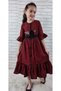 Vintage Basma Girls' Dress Mnk0299 Bordo - 6