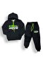 Neon Printed Double Layer Tracksuit Set Mnk0458 Black