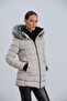Yasmin Taş Women's Coat Faux Fur Removable Hooded Puffer Coat - 4