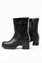 5109-3043 Black Buckle Accessory Zippered Thick Heeled Daily Women's Boots - 3