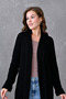 Black Knitwear Fabric Double Pocket Shawl Collar Long Cardigan 5001
