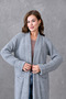 Gray Knitwear Fabric Double Pocket Shawl Collar Long Cardigan 5001 - 4