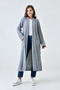 Women's Knitwear Fabric Double Pocket Design Shawl Collar Long Gray Cardigan 5001 - 7