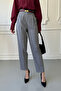 Plaid Pattern Carrot Trousers - Gray