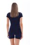 Women's Zipper Detailed Navy Blue Swimming Jumpsuit Swimsuit with Shorts - 4