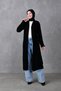 Black Knitwear Fabric Double Pocket Shawl Collar Long Islamic Clothing Cardigan 5001 - 4