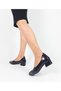 Genuine Leather Black Honeycomb Pattern Thick Heel 35-36-37-38-39-40-41 Size Women's Shoes - 4