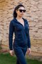 Women's Dark Navy Zippered Hooded Diver Scuba Fabric Sports Tracksuit Set 21Kestax11 - 4