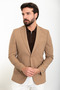 Straight Slim Fit Mono Collar Linen Men's Jacket Beige - 40302.23Y - 3