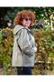 Khaki Front Zippered Hooded Short Trench Coat with Cord Detail - 6