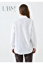 Women's Shirt - Scalloped - Long Sleeve - Linen Look - White Shirt - 5