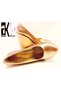 Women's Classic Wedge Heeled Printed Skin Copper Colored Shoes - 3