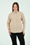 Women's Mink Scalloped Long Sleeve Linen Look Shirt - 2