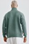 Men's Oversize Half Zip Premium Knitted Green Knitwear Sweater Mz62001 - 8
