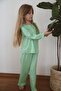 Shirt Collar Floral Patterned Buttoned Girl's Pajama Set - 4