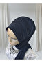 أزرق داكن فاتح لامع Tektek Ready Shawl Ready Turban Evening Dress Shawl - 4