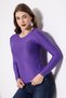 Makeni Women's Slim Fit Crew Neck Long Sleeve Stretchy Polka Dot Jacquard Top & Body - Purple - 6