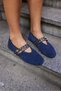 Wi̇nks Women's Dark Blue True Suede Ballet Shoes - 7