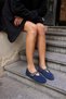 Wi̇nks Women's Dark Blue True Suede Ballet Shoes - 6