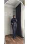 Women's Pleated Detailed Design Knitted Jacket and Trousers Two-Piece Set Navy Blue - 3
