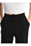 Black Women's Elastic Waist Plain Jogger Sweatpants - 4