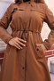 1053 Model - Tan Plush Inner Collar and Fur Collar Bondit Jacket - 3