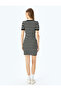 Crew Neck Short Sleeve Ribbed Mini Bodycon Dress - 4