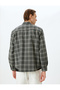Long Sleeve Pocket Detailed Viscose Blend Plaid Shirt Jacket - 4