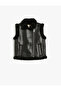 Leather Look Vest with Plush Detail and Zipper Pockets - 3