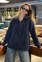 Navy Blue Pocket Detailed Women's Shirt Mg2241 - 3