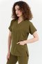Happiness Spaniard - Lycra Doctor Nurse Scrubs Single Top Surgical Uniform (Women), Khaki - 5