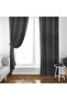 Linen Gray Anthracite Thick Sunshade Blackout Darkening Background Curtain Straight Installation - 3