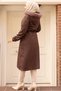 1101 Plush Inside and Fur Collar Bondit Coat Brown - 6