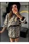 Women's Standard Size Leopard Patterned Sweater Skirt Set - 4