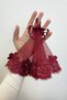 Burgundy Bride Groom Handkerchief, Shiny Stone Detailed Wedding Halay Bridesmaid Promise Engagement Henna Circumcision Bride Handkerchief - 6