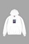 Acid Cat Back Printed White Oversize Unisex Hooded Sweatshirt - 5