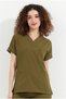 Happiness Spaniard - Lycra Doctor Nurse Scrubs Single Top Surgical Uniform (Women), Khaki - 4
