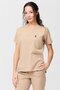 Happiness Spaniard - Lycra Doctor Nurse Scrubs Single Top Surgical Uniform (Women), Beige - 4