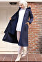 1101 Fur Collar Bondit Jacket with Plush Inside Navy Blue - 5