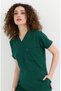 Happiness Spaniard - Stretch Fabric Doctor Nurse Scrubs Single Top Surgical Uniform (WOMEN), Dark Green - 3