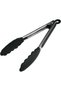 Metal Frying Tongs with Silicone Tips, Black Color