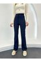 Navy Premium Cord Wide Women's Palazzo Trousers - 2
