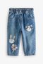100% Organic Cotton Blue Denim Character Decorated Girls' Trousers - 5