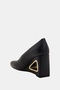 The Hollow Wedge Pump Women's Black Carved Heeled Shoes - 5