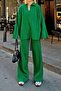 Green Pra Polo Collar Oversize Sweater-Pants Knitted Women's Bottom-Top Set - 4