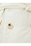 Midi Double Breasted Coat Plush Collar Buttoned Belted Pocket - 7