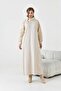Women's Comfortable Fit Quilted Two-Strap Dress Beige 30982 - 6